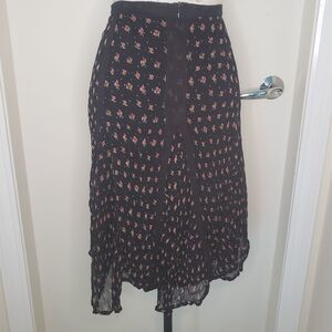 April Cornell black pink floral skirt